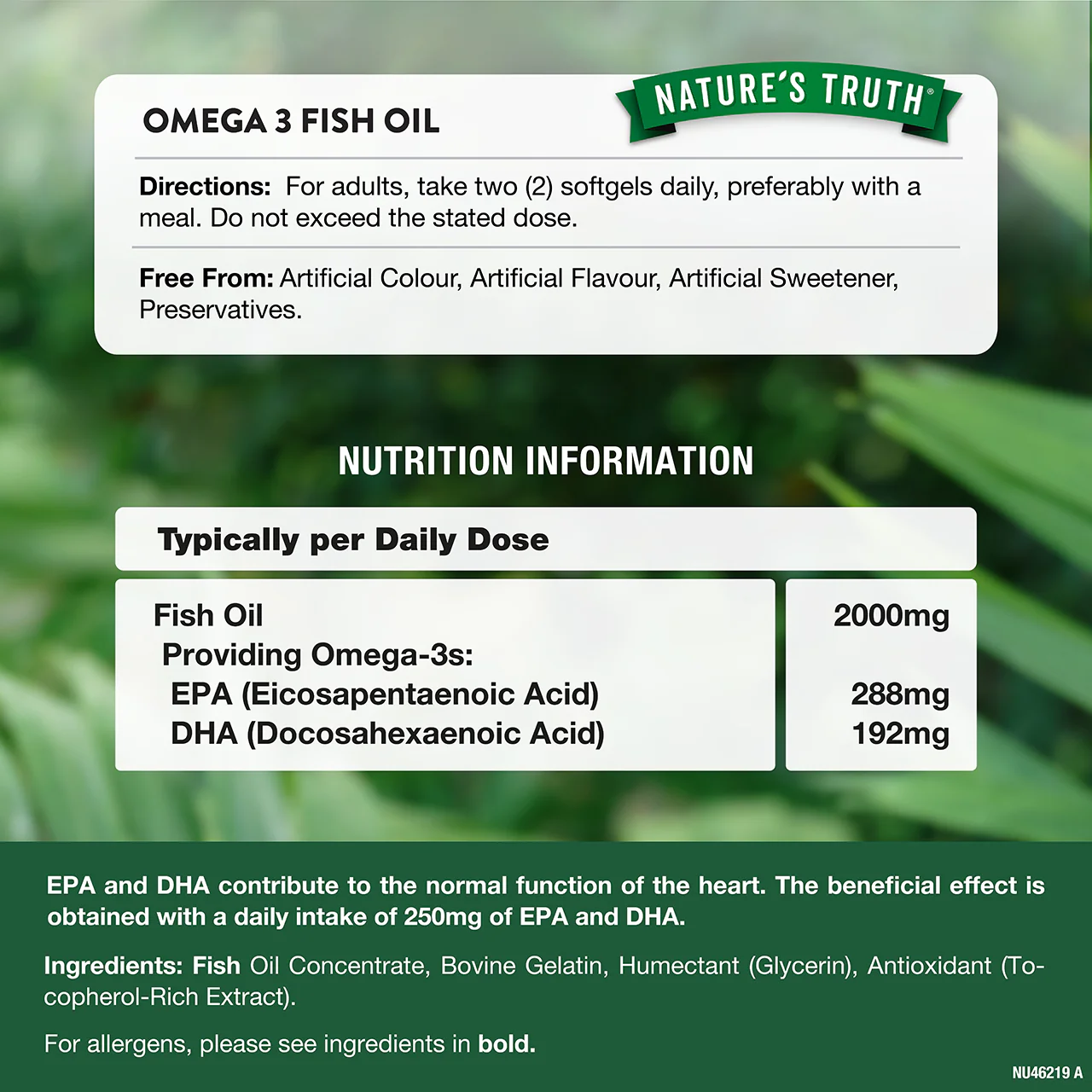 Nature's Truth Omega 3 Fish Oil 2000mg 60 Softgels - Image 3