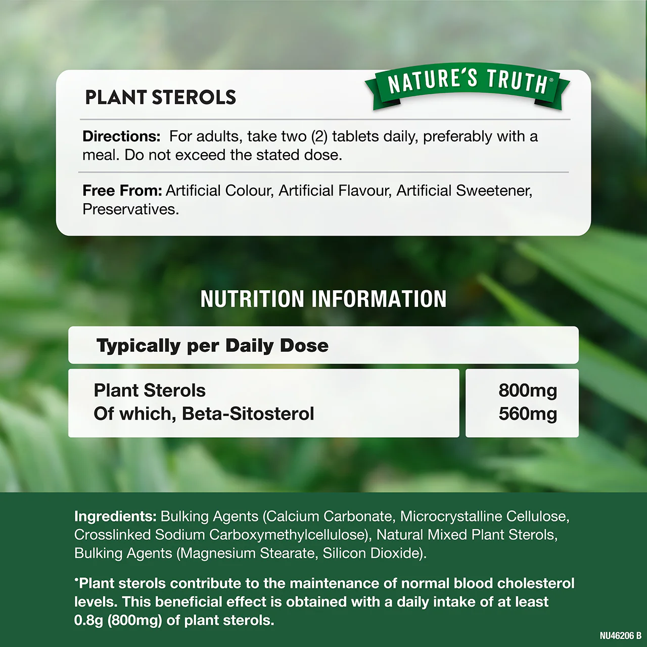 Nature's Truth Plant Sterols 800mg 60 Tablets - Image 3