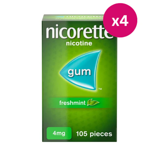 Nicorette Freshmint Gum 4mg 105 Pieces x 4