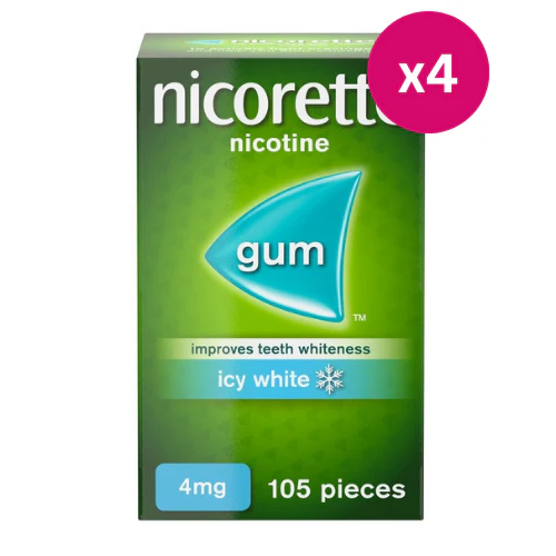 Nicorette Icy White Gum 4mg 105 Pieces x 4