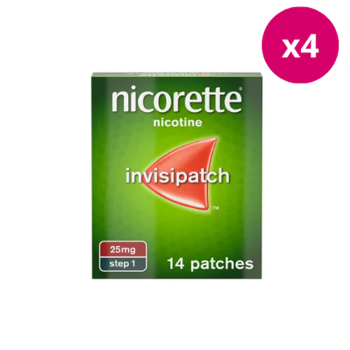 Nicorette Invisi Patch Step One 25mg 14 Pack x 4