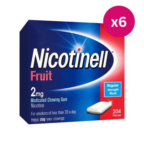 Nicotinell 2mg Fruit Gum 204 Pieces x 6