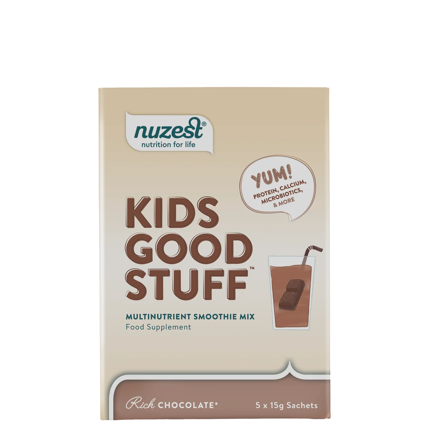 Nuzest Kids Good Stuff Rich Chocolate 5 x 15g Sachet Box