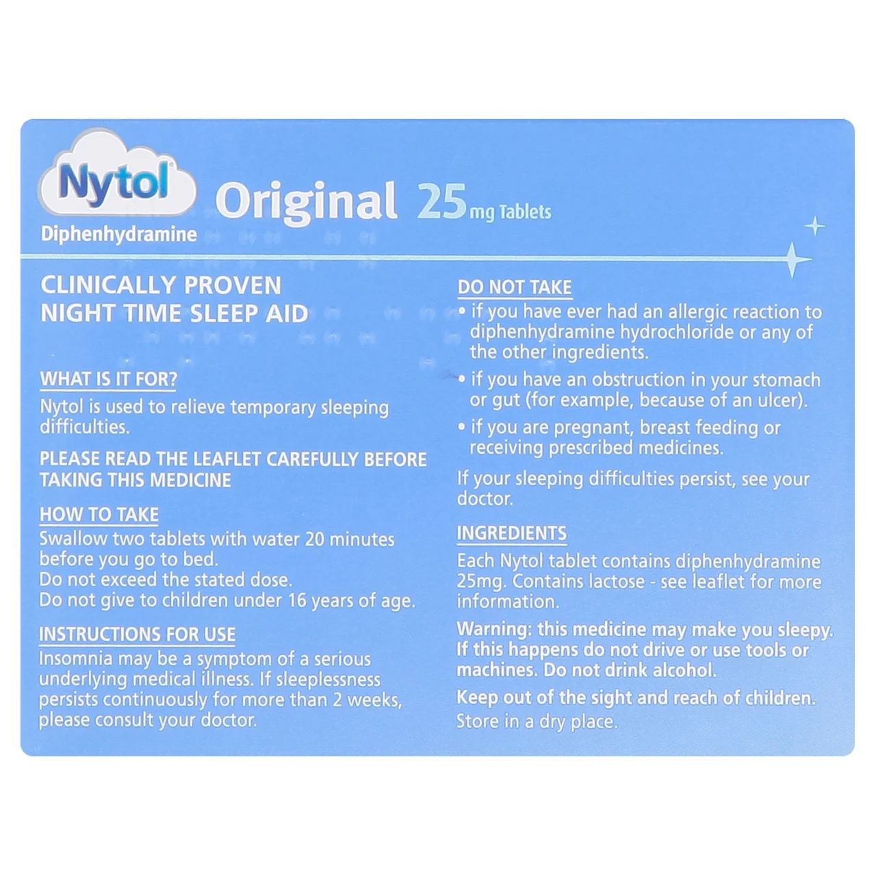 Nytol Original 25mg 20 Caplets - Image 2