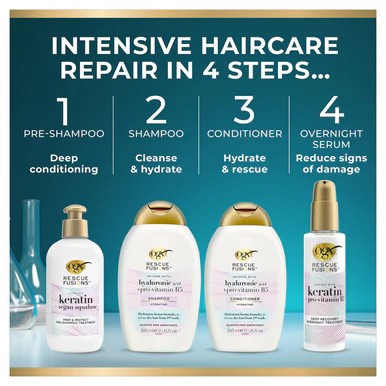 OGX Rescue Fusions Hyaluronic Acid + pro-vitamin B5 Conditioner 385ml - Image 2