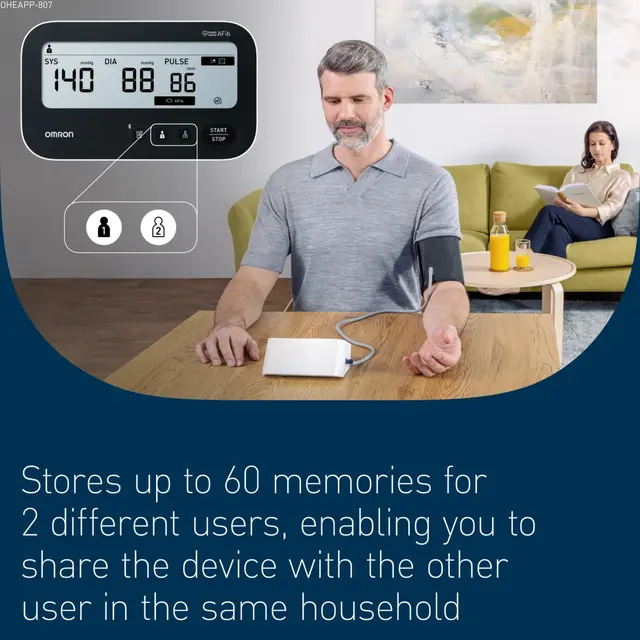 Omron M4 Connect AFib Upper Arm Blood Pressure Monitor (HEM-7196T1-FLE) - Image 4