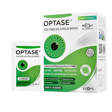 Optase Tea Tree Oil Lid Wipes 20 Pack