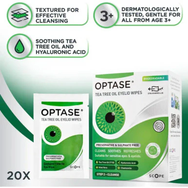 Optase Tea Tree Oil Lid Wipes 20 Pack - Image 2