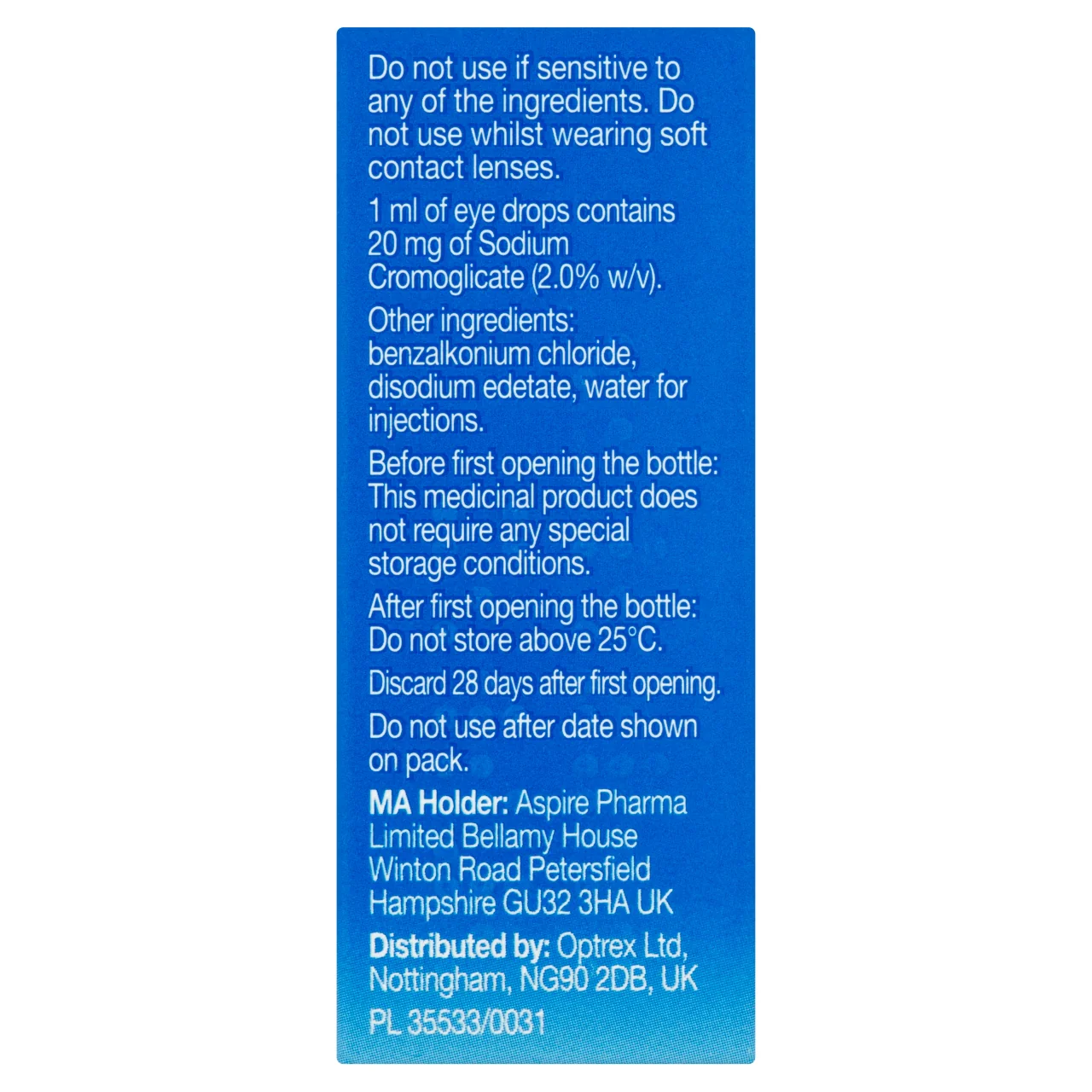 Optrex Hayfever Relief & Allergy Eye Drops 10ml - Image 3