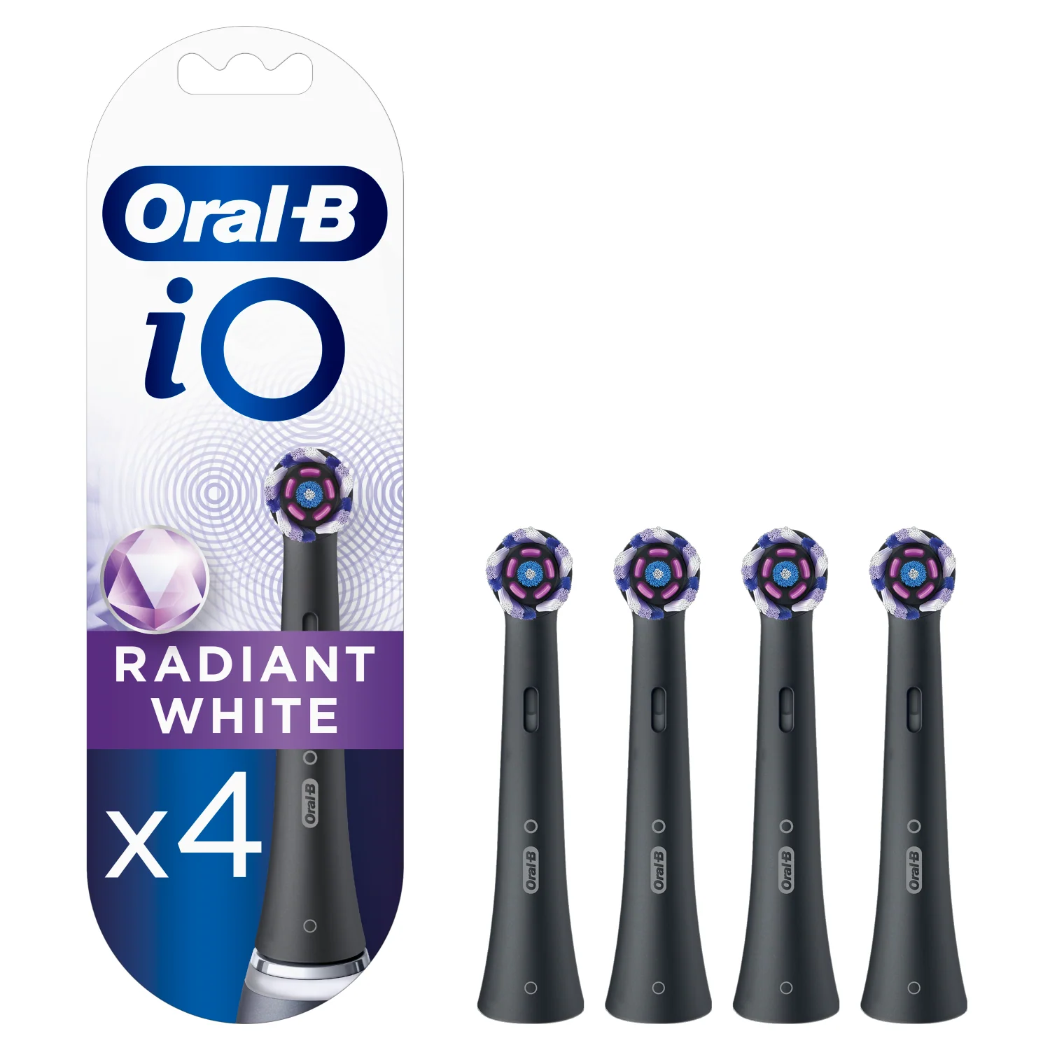 Oral-B iO Radiant White Black Brush Heads 4 Pack