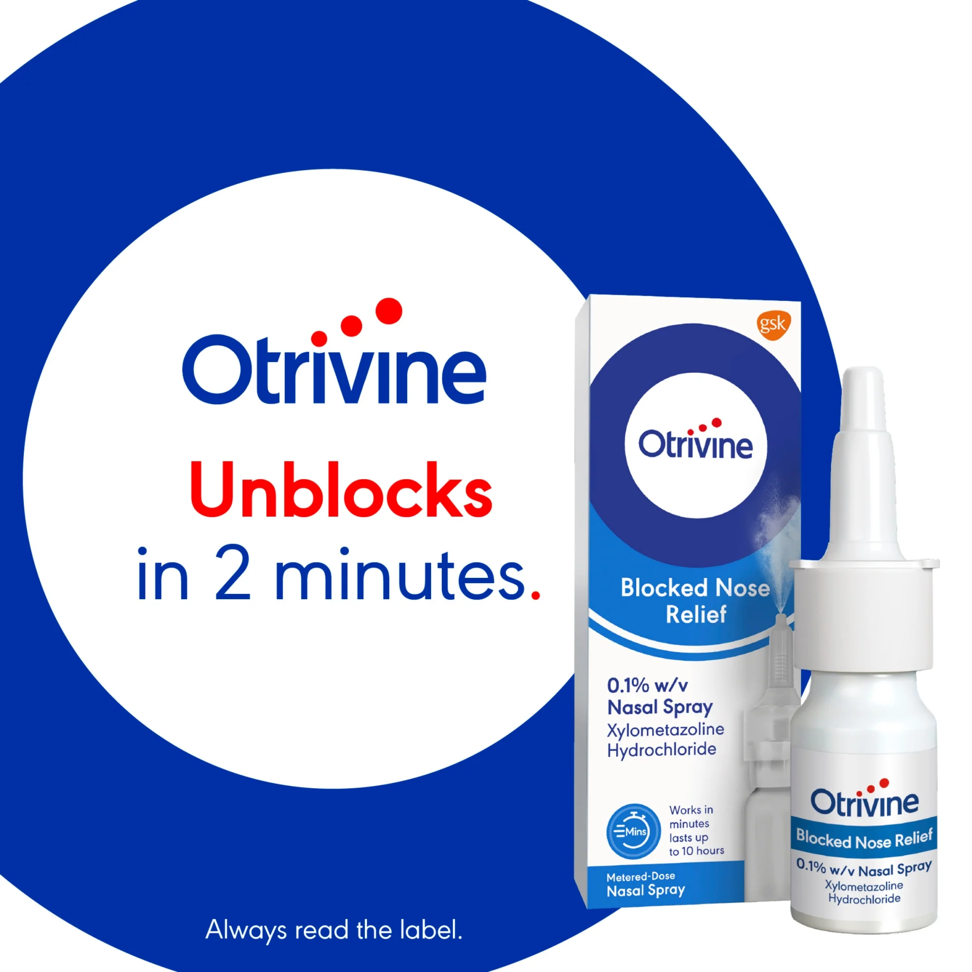 Otrivine Adult Metered Dose Nasal Spray 10ml - Image 2