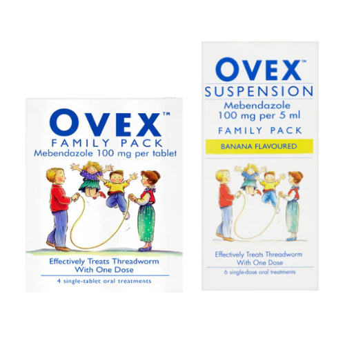 Ovex Tablets & Ovex Suspension Banana Flavoured Family Pack Bundle