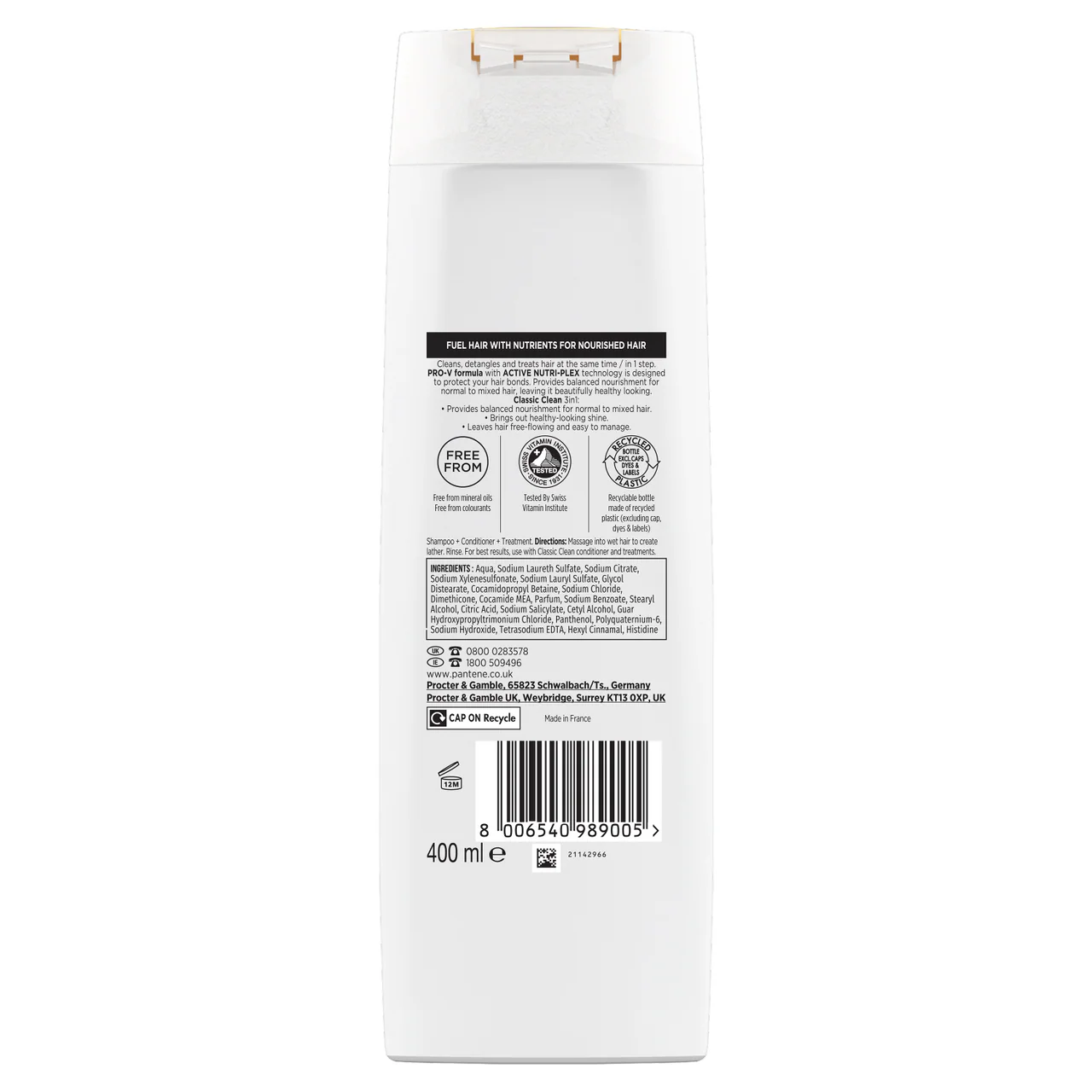 Pantene Pro-V Classic Clean 3in1 Shampoo 400ml - Image 2