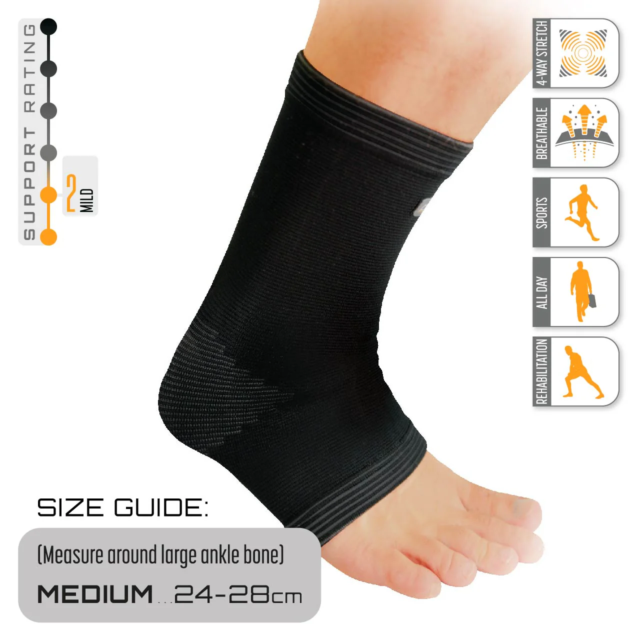 Protek Elasticated Ankle Support - Medium - Image 3