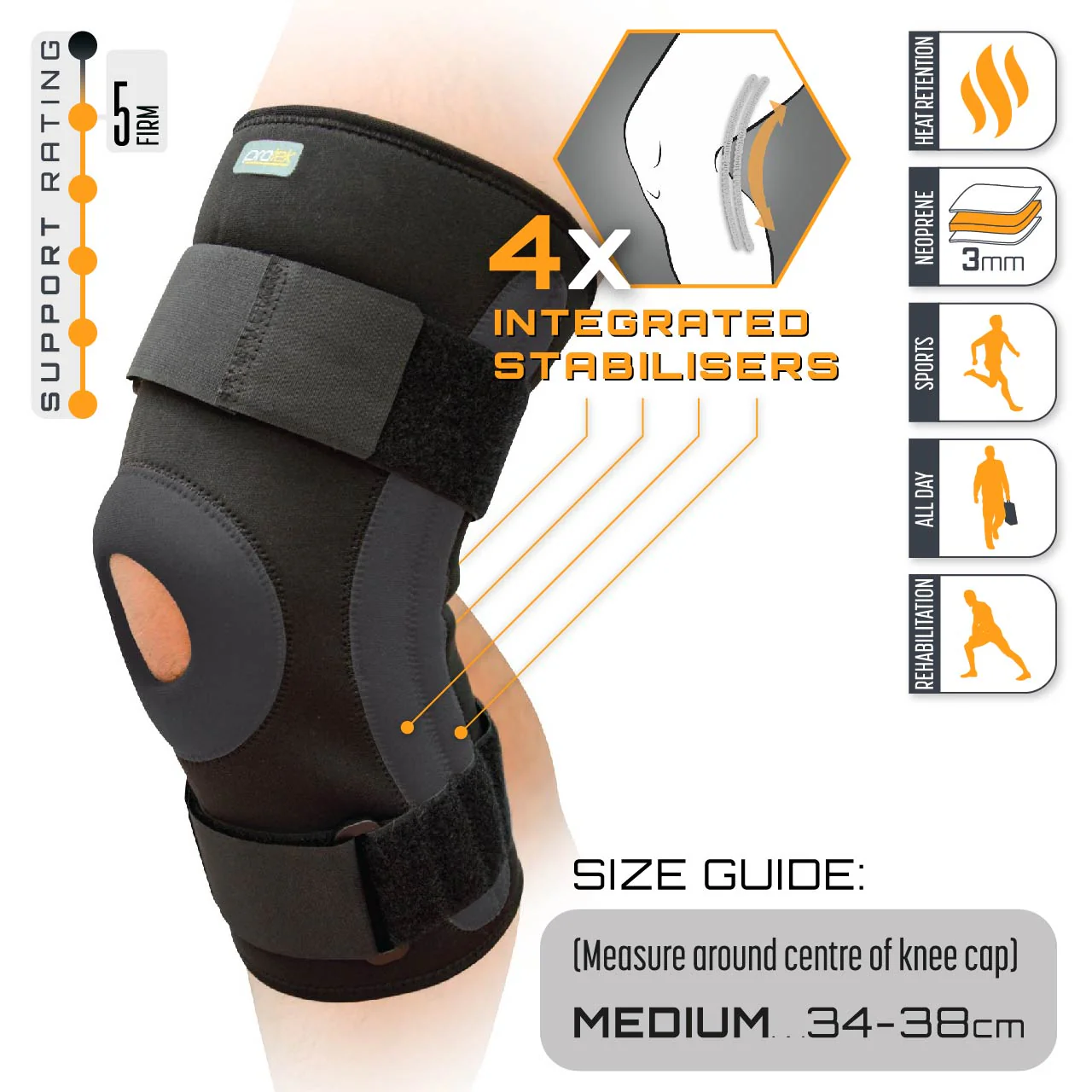Protek Neoprene Knee Stabiliser - Medium - Image 3