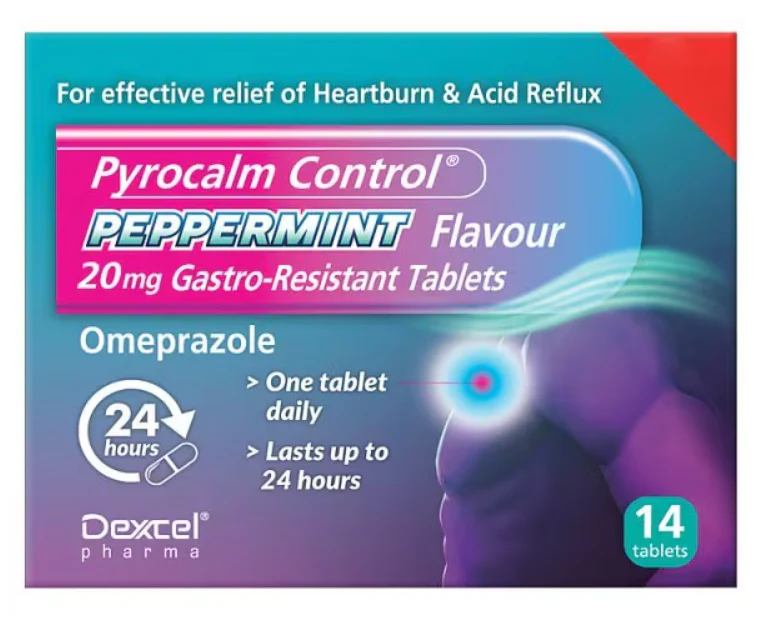 Pyrocalm Control Omeprazole 20mg Peppermint Flavour 14 Tablets