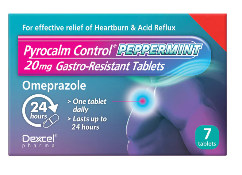 Pyrocalm Control Omeprazole 20mg Peppermint Flavour 7 Tablets
