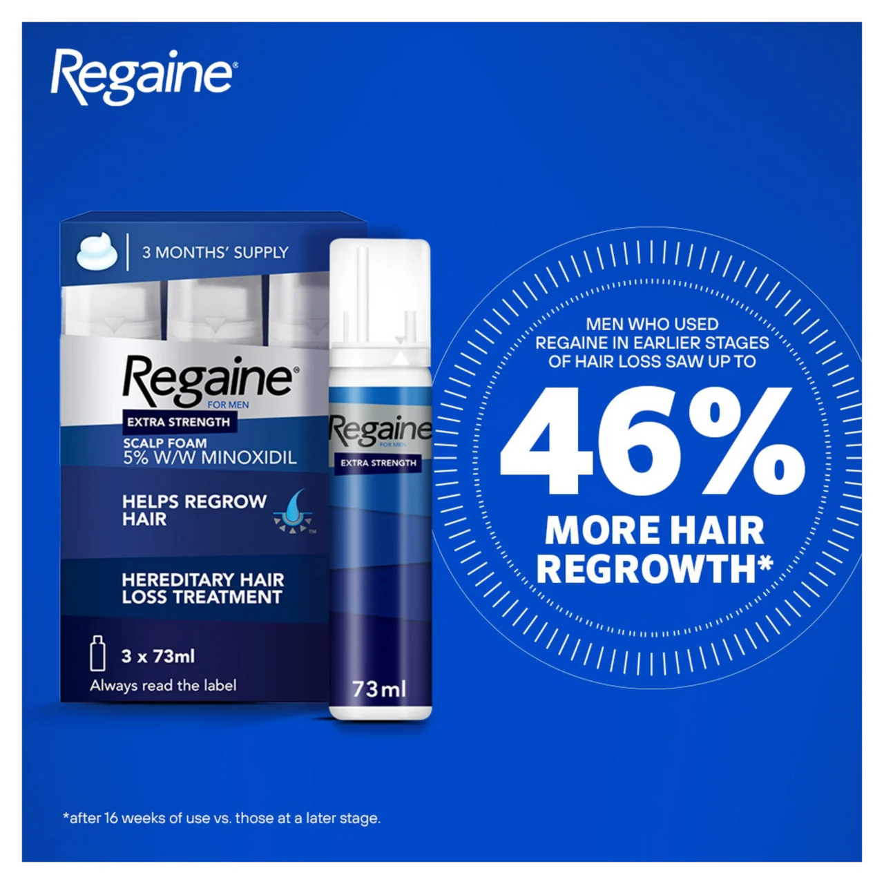 Regaine 5% Extra Strength Hair Regrowth Foam For Men - 3 Month Supply 3x73ml Bottle - Image 15