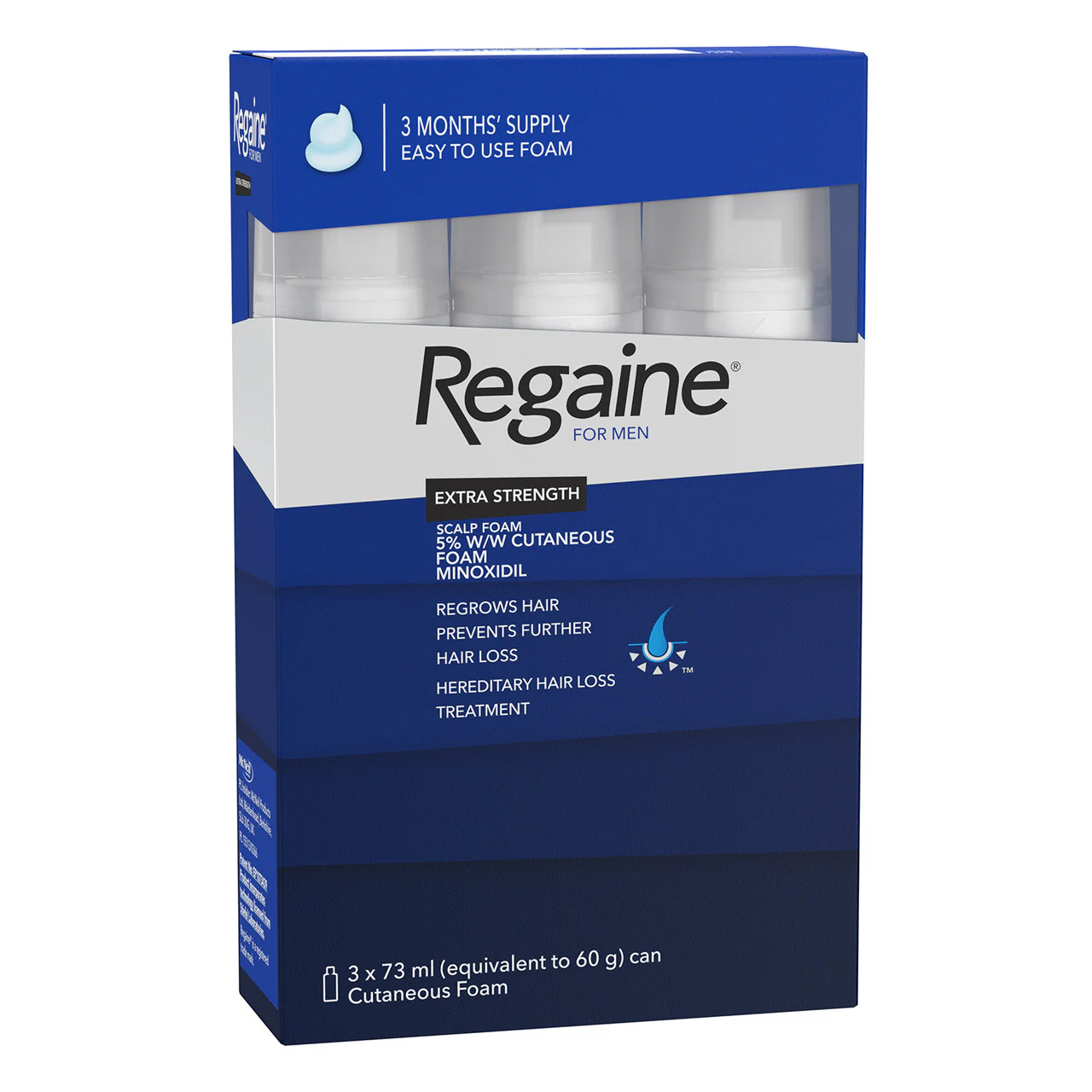 Regaine 5% Extra Strength Hair Regrowth Foam For Men - 3 Month Supply 3x73ml Bottle - Image 2