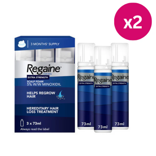 Regaine 5% Extra Strength Hair Regrowth Foam For Men - 6 Month Supply 6x73ml Bottle