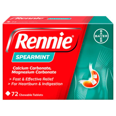 Rennie Spearmint Heartburn & Indigestion Relief 72 Tablets