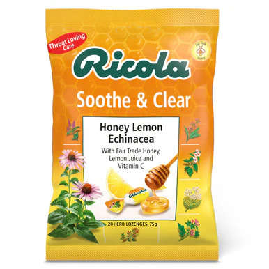 Ricola Soothe & Clear Honey Lemon and Echinacea Cough Drops 20 Lozenges