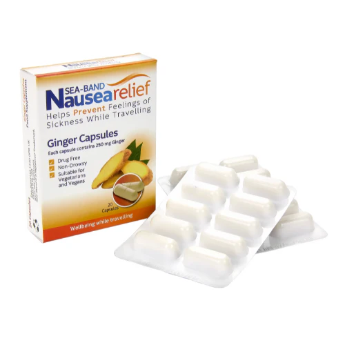 Sea-Band Nausea Relief Ginger Capsules 20 Capsules - Image 2