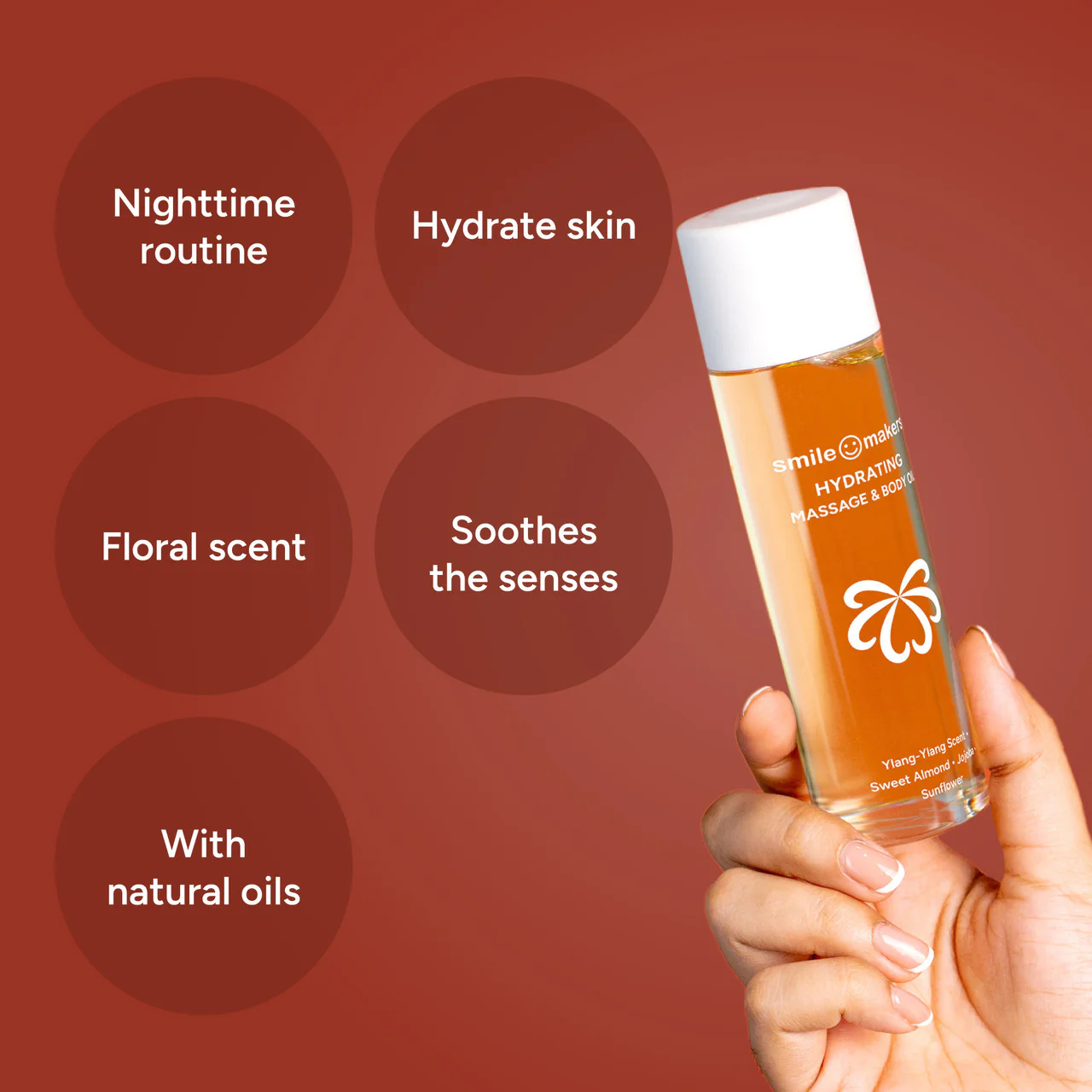 Smile Makers Hydrating Body Massage Oil Sweet Almond & Jojoba 100ml - Image 2