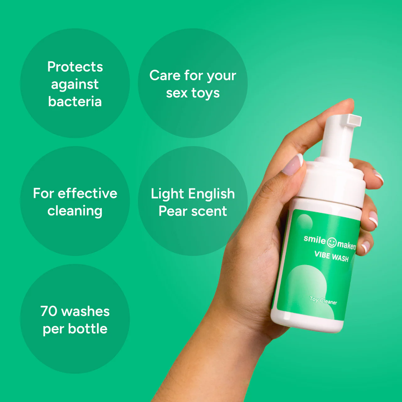 Smile Makers Vibe Wash Foaming Antibacterial Sex Toy Cleaner 100ml - Image 2