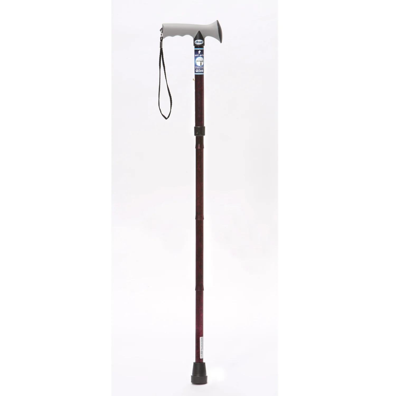 Soft Grip Folding Walking Stick - Red Crackle