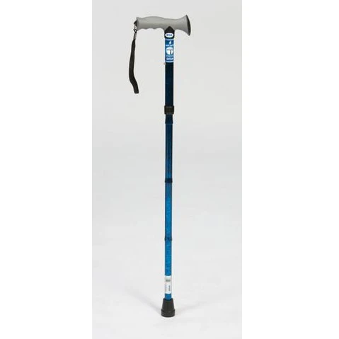 Soft Grip Folding Walking Stick - Blue Crackle