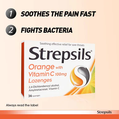 Strepsils Orange With Vitamin C Lozenges 36 Pack - Image 2