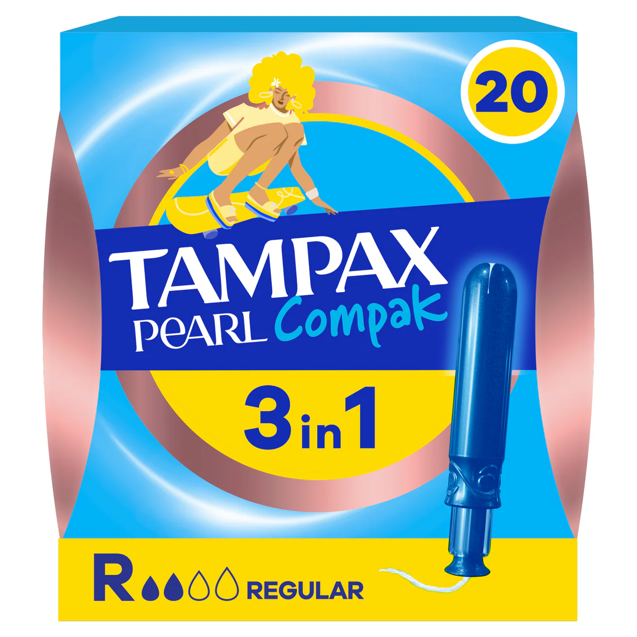 Tampax Pearl Compak Regular Tampons with Applicator 20 Pack - Image 2
