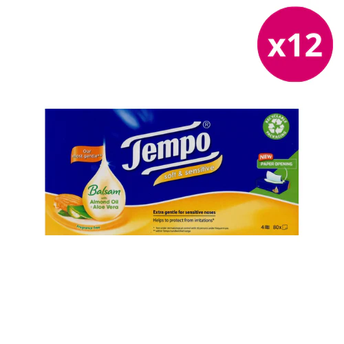Tempo Balsam Soft & Sensi Tissues Almond x 12