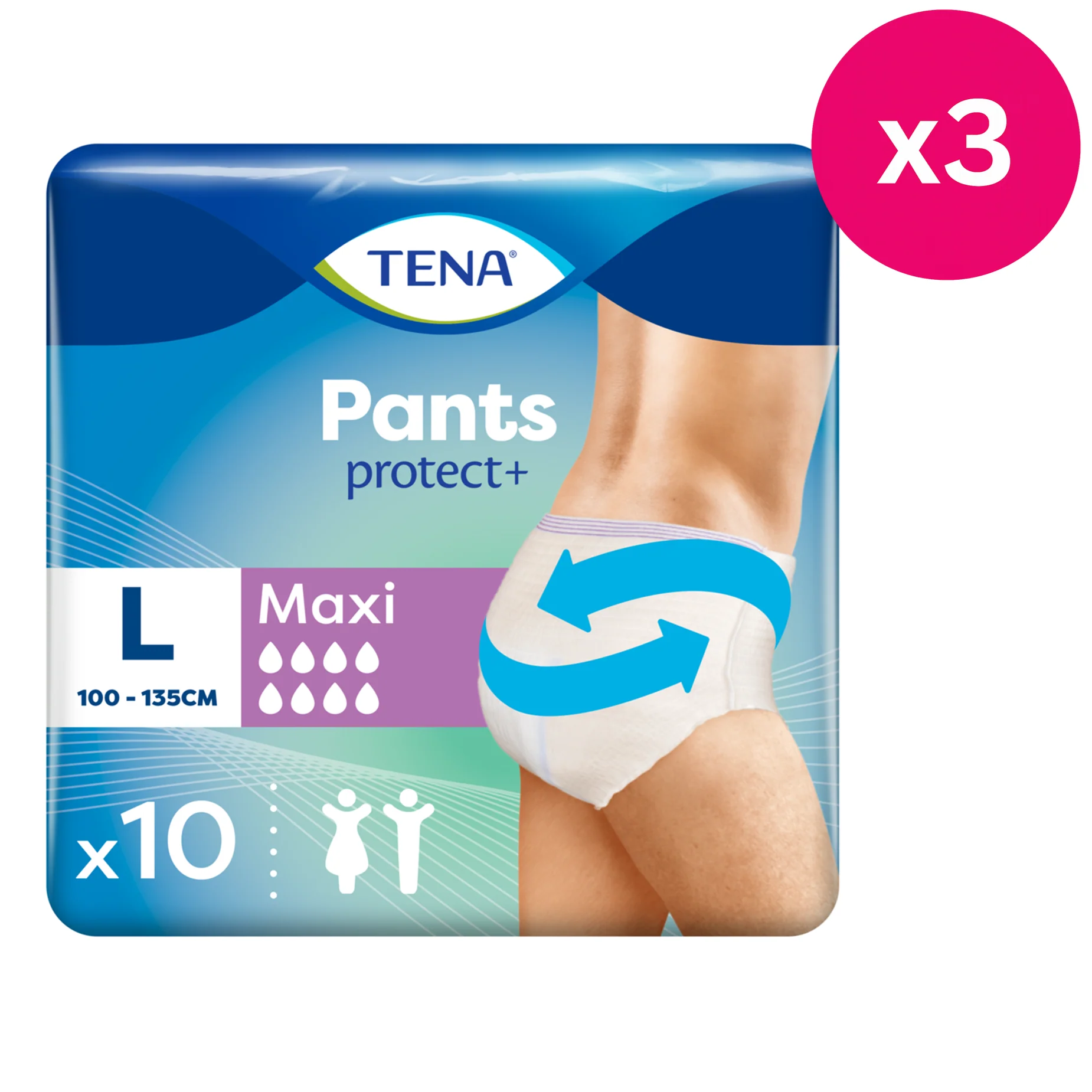 TENA Incontinence Pants Maxi Large Size 10 Pack x3