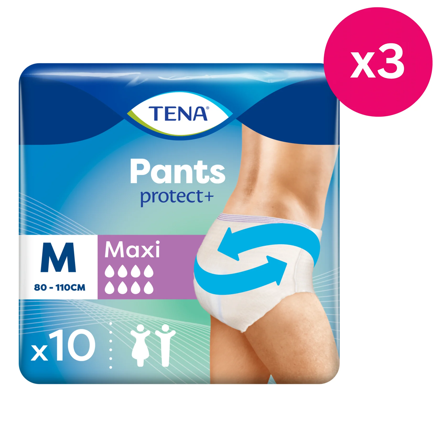 TENA Incontinence Pants Maxi Medium Size 10 Pack x3