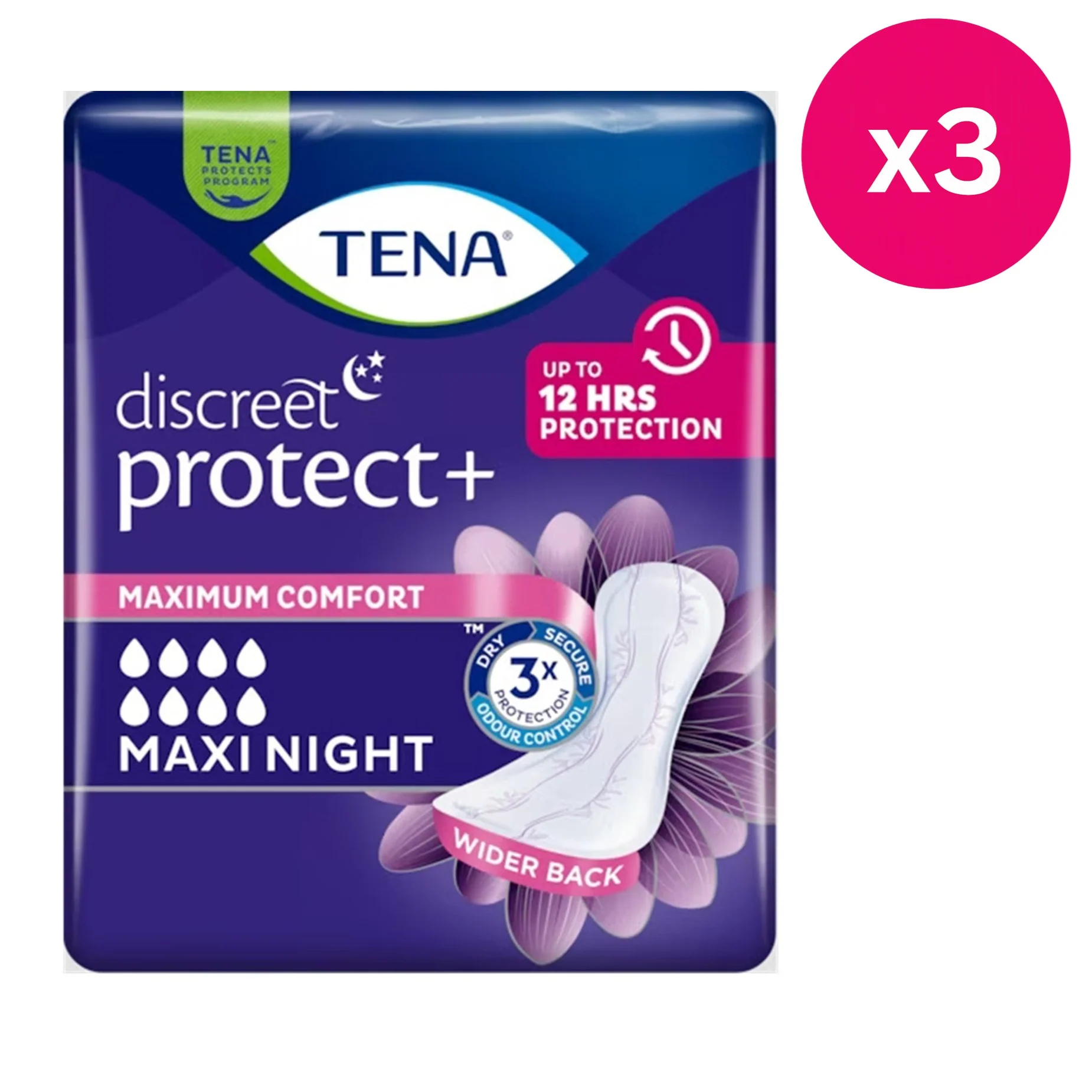 TENA Lady Maxi Night Incontinence Pads 6 Pack x3