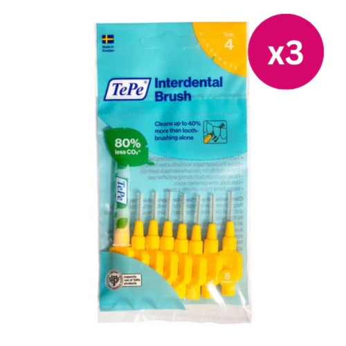 TePe Interdental Brushes Original Yellow 8 x 0.7mm Brushes x3