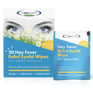 The Eye Doctor Biodegradable Hayfever Relief Eyelid Wipes 20 Pack - Image 3