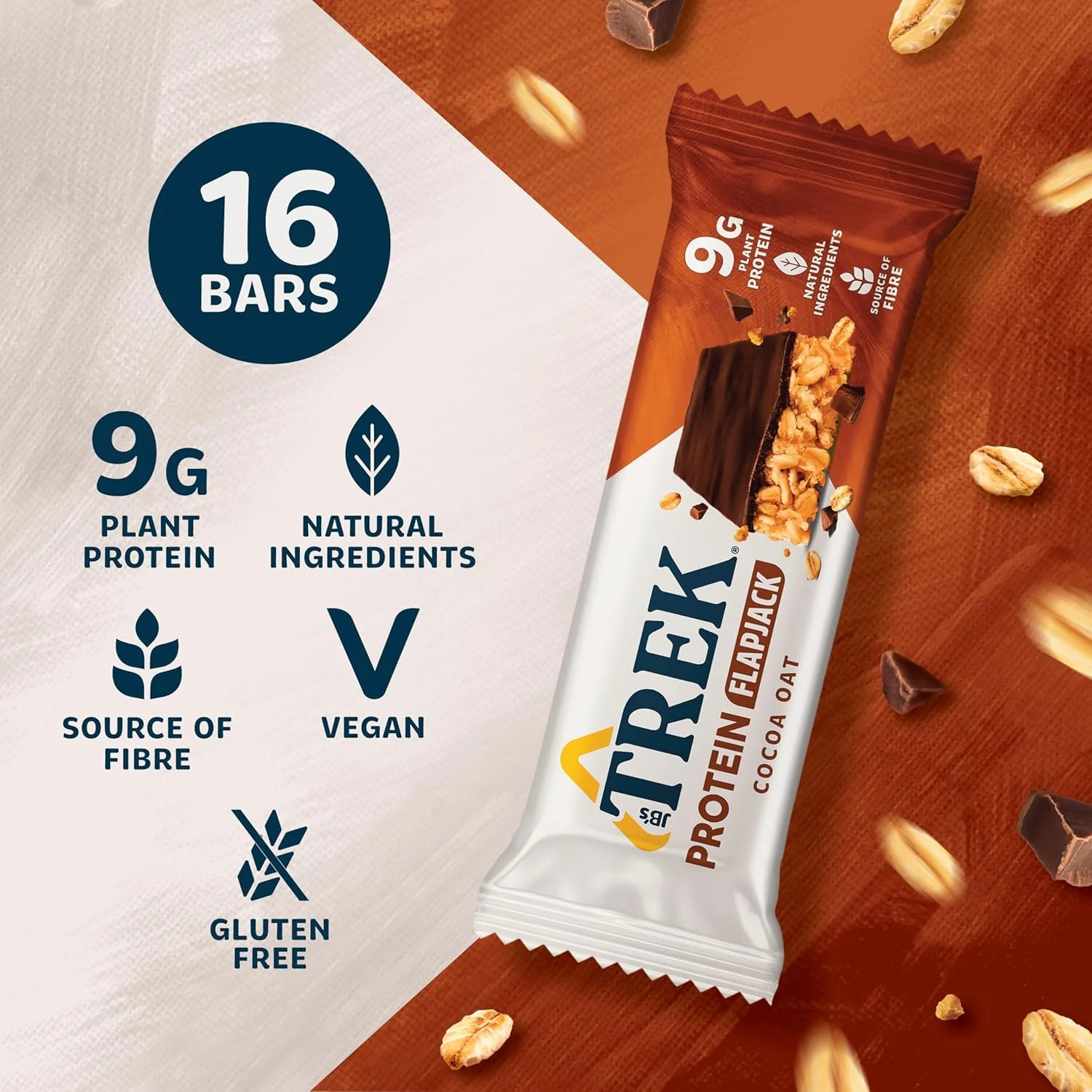 Trek Protein Flapjacks Cocoa Oat 16x50g - Image 3