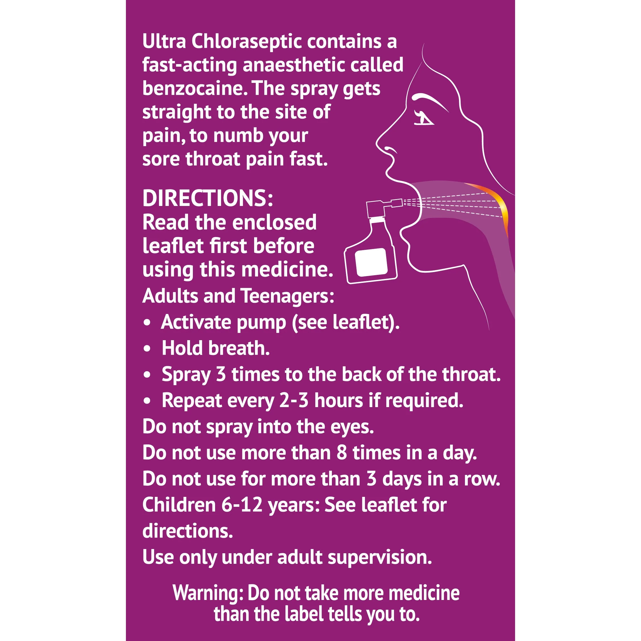 Ultra Chloraseptic Anaesthetic Throat Spray Blackcurrant - Image 3