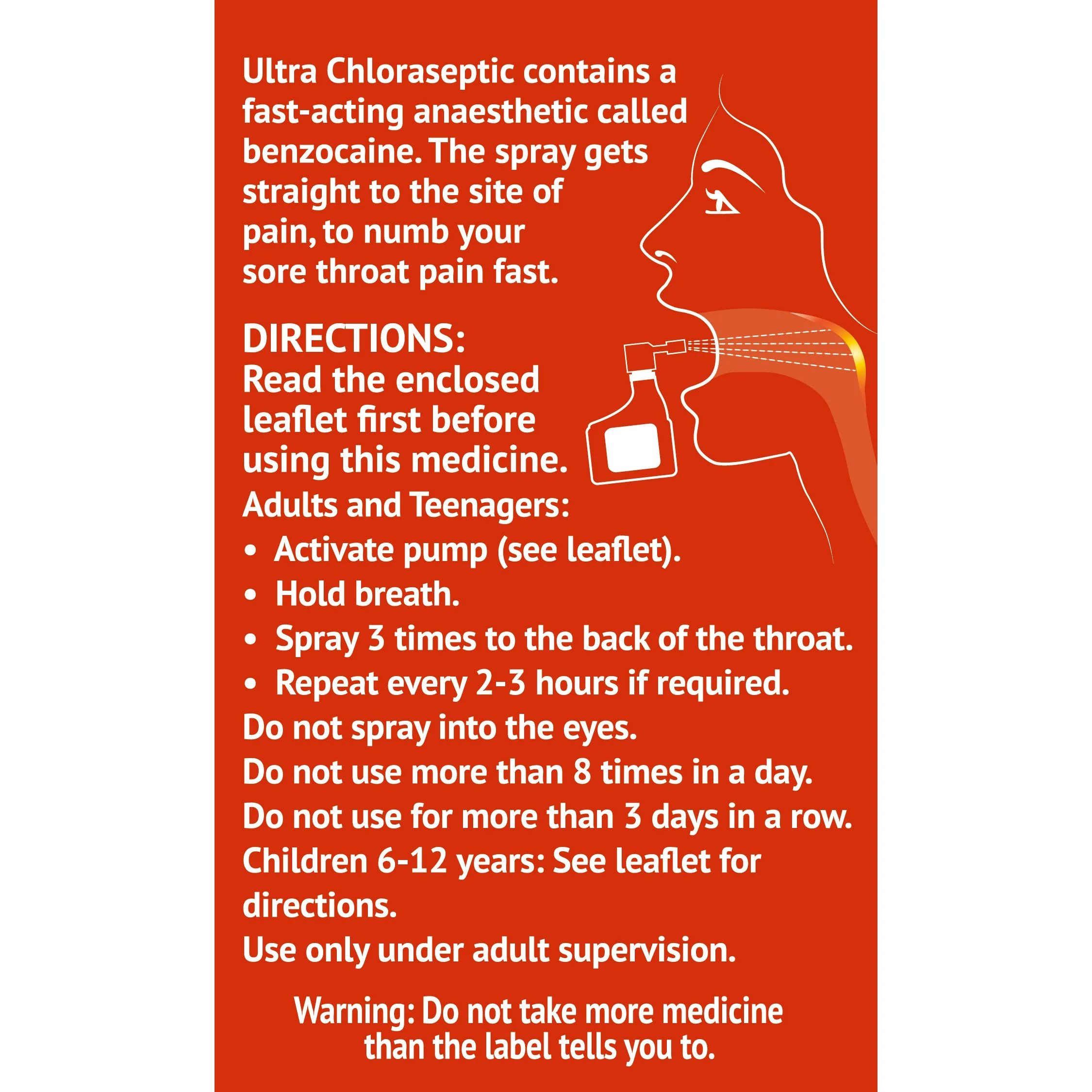 Ultra Chloraseptic Anaesthetic Throat Spray Honey And Lemon - Image 3