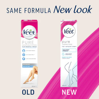 Veet Pure Inspirations Legs & Body Hair Removal Cream for Sensitive Skin 200ml - Image 2
