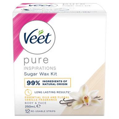 Veet Pure Inspirations Oriental Hot Wax Body & Face Essential Oils & Floral Vanilla 250ml