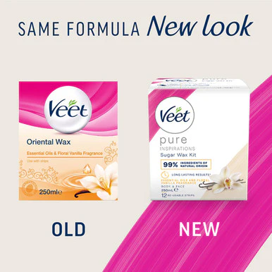 Veet Pure Inspirations Oriental Hot Wax Body & Face Essential Oils & Floral Vanilla 250ml - Image 3