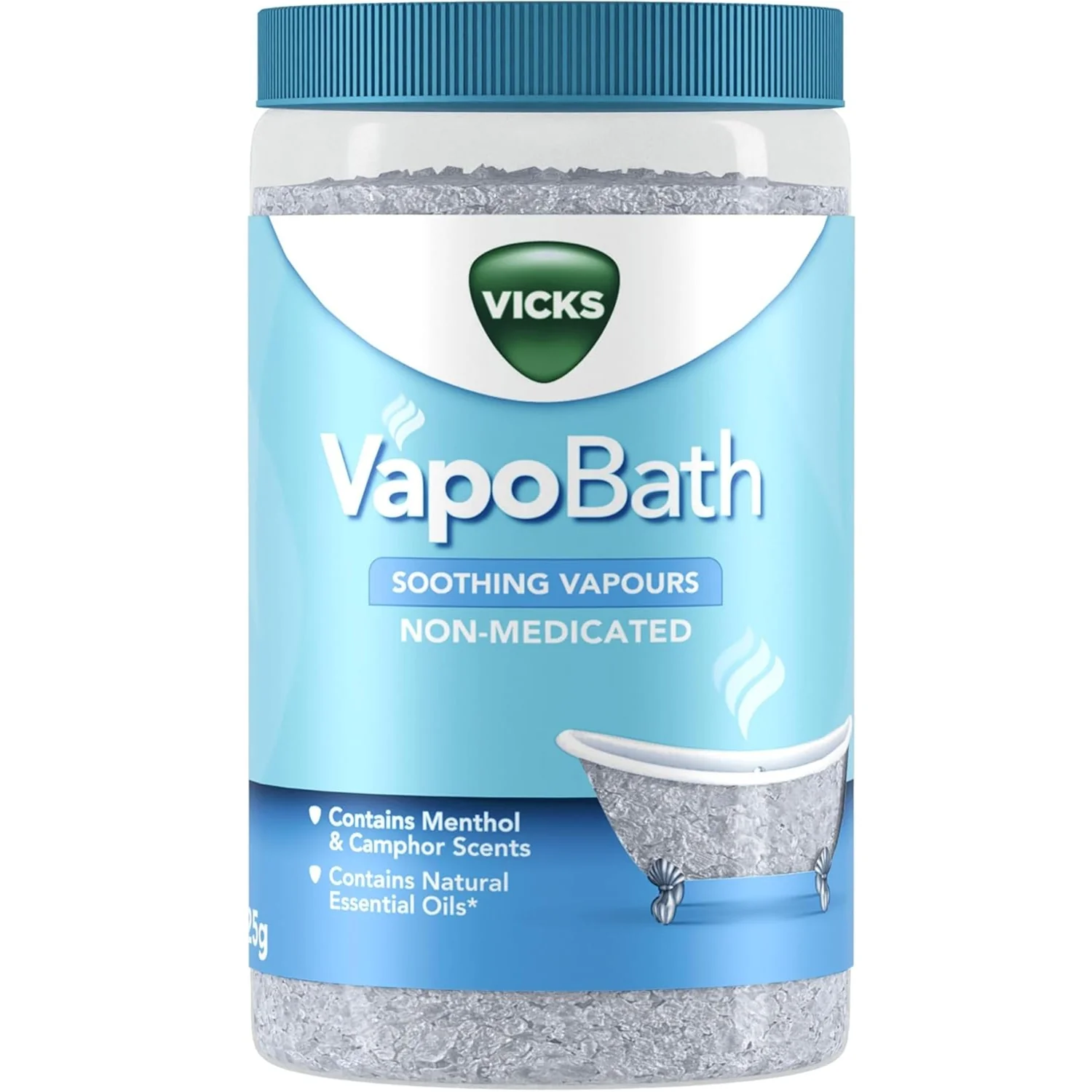 Vicks Vapo Bath Salts With Menthol & Camphor Scents Soothing Vapours 425g