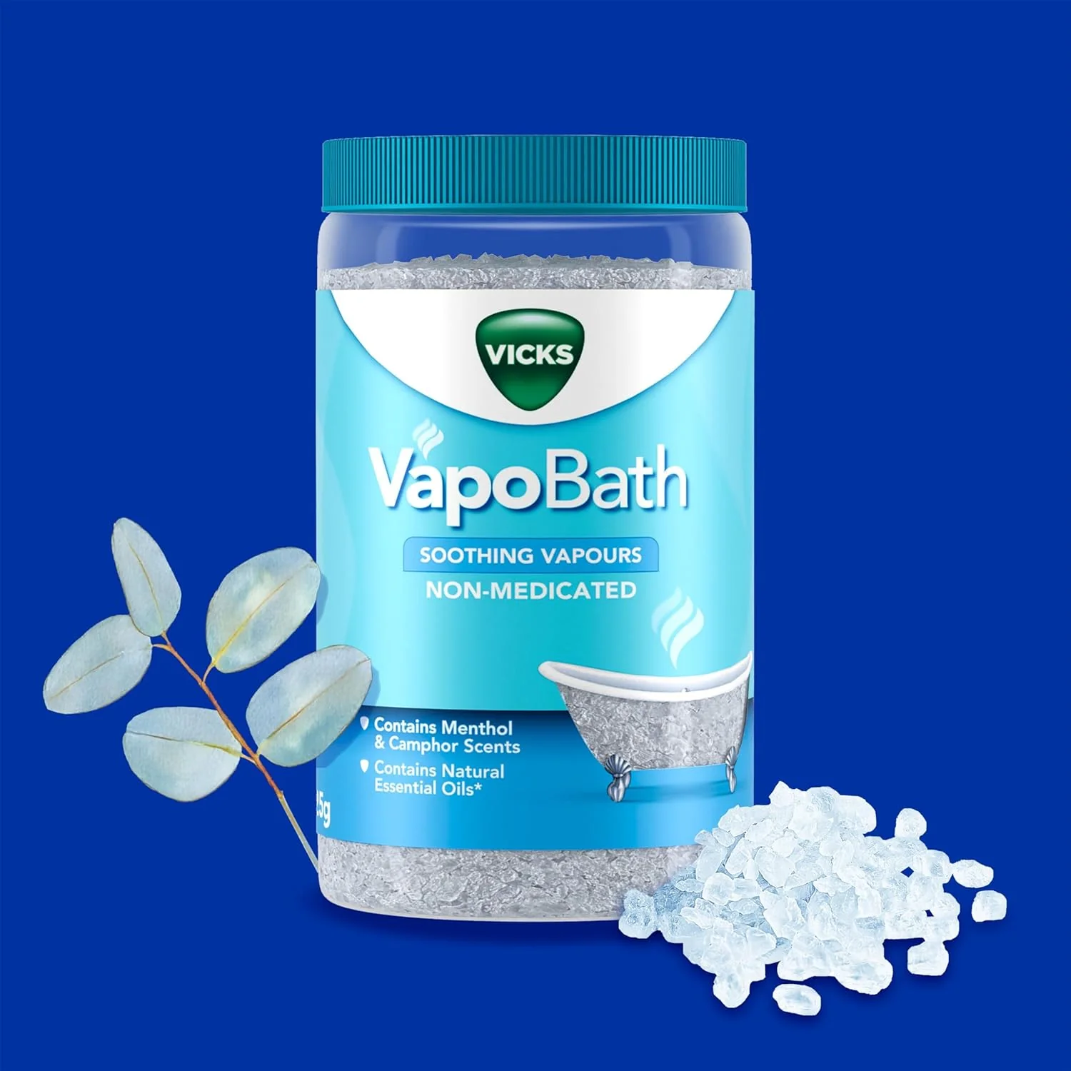 Vicks Vapo Bath Salts With Menthol & Camphor Scents Soothing Vapours 425g - Image 7