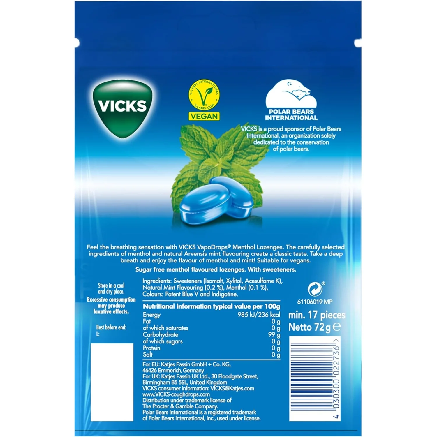 VICKS VapoDrops sugar free vegan lozenges with menthol oil - Image 2