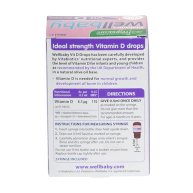 Vitabiotics Wellbaby Vitamin D Drops 30ml - Image 2
