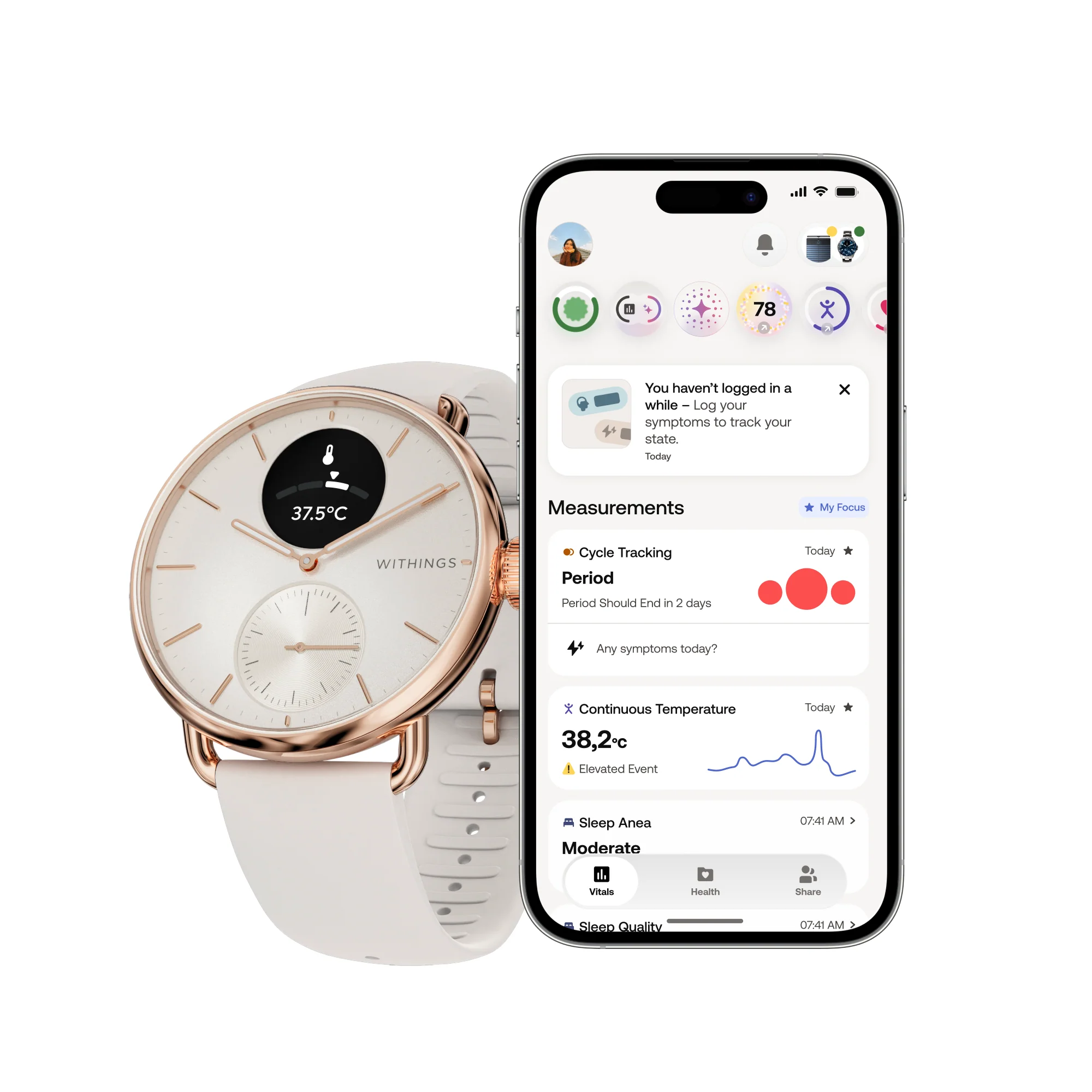 Withings ScanWatch 2 38mm Rose Gold - Image 2